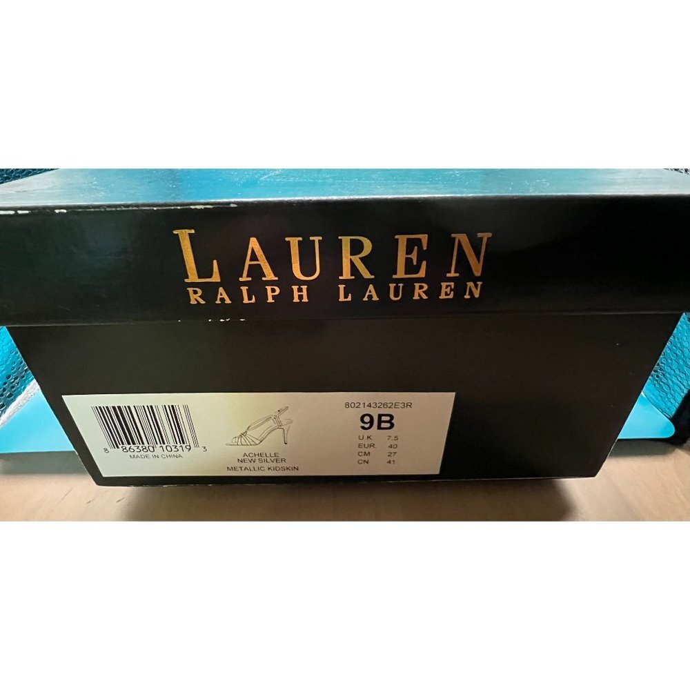 Ralph Lauren Achelle Silver Metallic sandle Heels 9B NIB Womens dress shoe - Picture 4 of 4